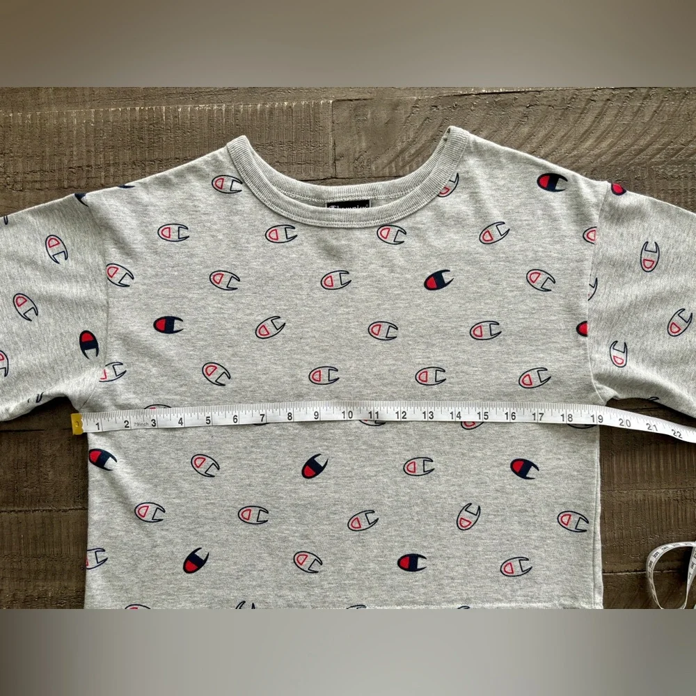 Champion Heritage Cropped Logo Tee Oxford Grey XS